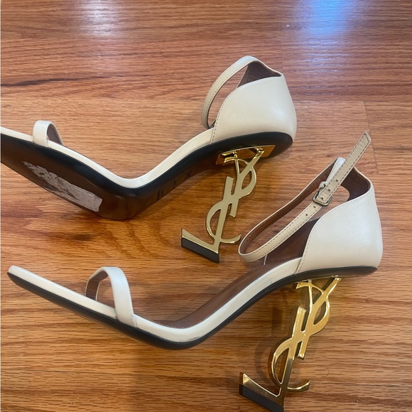 Saint Laurent Cream Ankle Strap Heels - Picture 4 of 7